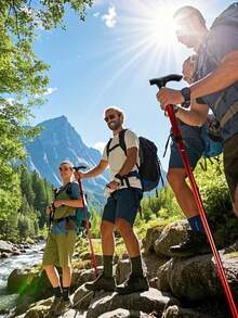 1pc Adjustable Ergonomic T-Handle Anti-Shock Hiking Pole - Durable Aluminum Alloy, Comfortable Grip, Suitable For Hiking, Trekking, And As Walking Cane For Elderly, Random Color, For Camping - A - View 8