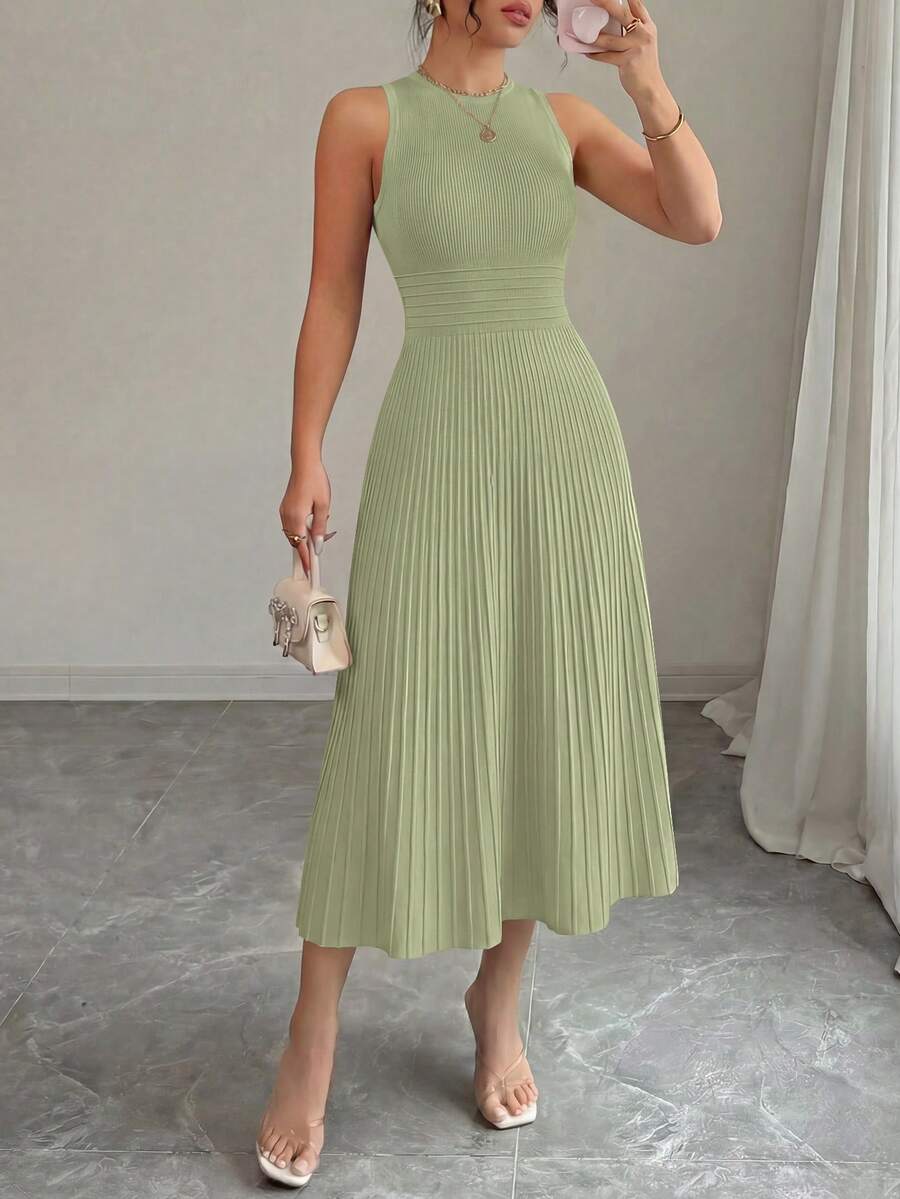PRETTYGARDEN Women's Summer Dresses Casual Business Work Midi Sleeveless A Line Pleated Evening Elegant Dresses Cocktail Wedding Guest Graduation Dress Dresses For Women - 0.霧綠 - 查看 1
