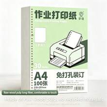 30孔A4打孔列印紙，70g空白活頁紙，100張/包，適用於學生、辦公室和居家列印活頁複印紙 - A4 - 查看 2