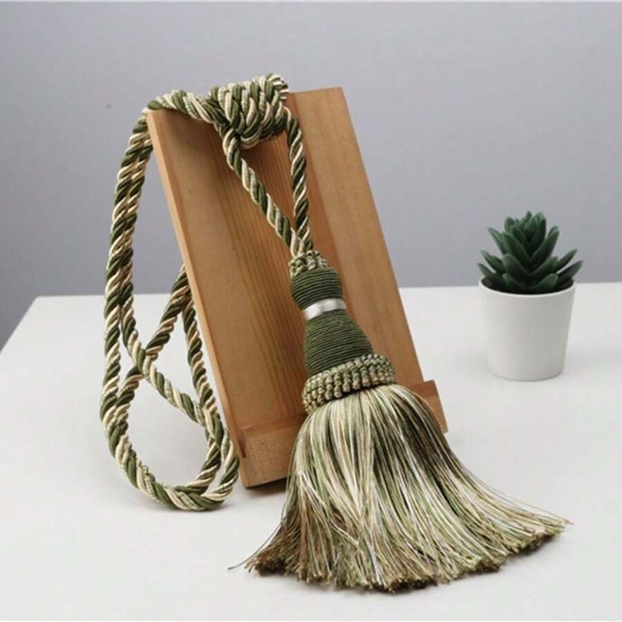 Pair Of Tassel Rope Curtain Tiebacks Tie Backs Holdbacks 10 Colours NEW - green - 查看 1