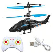 Avión de control remoto de 2 vías, helicóptero de inducción infrarroja, luces LED, dron con carga USB, modelo de caza, juguete para niños - Azul - Ver 11