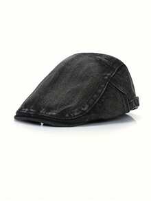 Șapcă Newsboy, Denim uzat (Variațiile de culoare și cusăturile sunt aleatorii din cauza procesului de spălare), Vară, Plajă, Sărbători, Festivaluri, Călătorii - Cowboy cu opt personaje - Vizualizare 18