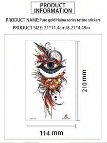 1 Stück Bohemian Stil Henna Temporäre Tattoo Aufkleber, Schmetterling, Auge, Blumen Muster, wasserfest & schweißfest, geeignet für Frauen oder Männer auf Rücken, Hand, Fuß, zum Abdecken von Narben, anwendbar für Tanzen, Bühnenauftritte, moderne Kunst - Schwarz - Übersicht 8