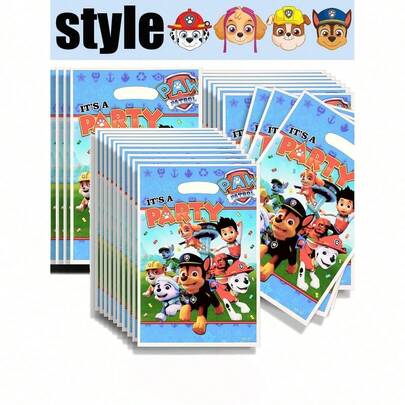  20/10/1pc Paw Patrol Theme Party Gift Bags, Plastic Candy Bags, Birthday Party Favors, Cute Cartoon Gift Boxes, Party Decorations & Surprise Gifts
