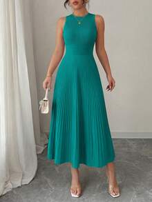 PRETTYGARDEN Women's Summer Dresses Casual  Business Work Midi Sleeveless A Line Pleated Evening Elegant Dresses Cocktail Wedding Guest Graduation Dress Dresses For Women - 藍綠 - 查看 5