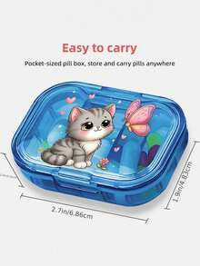 Satu Kotak Penyimpanan Mini Portabel - Dengan Sekat Hari/Minggu, Motif Kucing dan Kupu-kupu yang Lucu - Kotak Obat Anti Debu, Bahan Plastik Tahan Lama, Tahan Air dan Tahan Lembap, Aksesori Medis Penting, Perlengkapan Sekolah, Kotak Penyimpanan Perawatan Kesehatan Harian, Cocok untuk Menyimpan Obat-obatan dan Barang Kecil Lainnya, Cocok untuk Penggunaan Sehari-hari/Luar Ruangan/Perjalanan, Pilihan Penting untuk Orang yang Peduli Kesehatan dan Sering Bepergian, Dapat Juga Digunakan sebagai Dompet Saku untuk Bekerja dan Bepergian. - MultiWarna - View 12