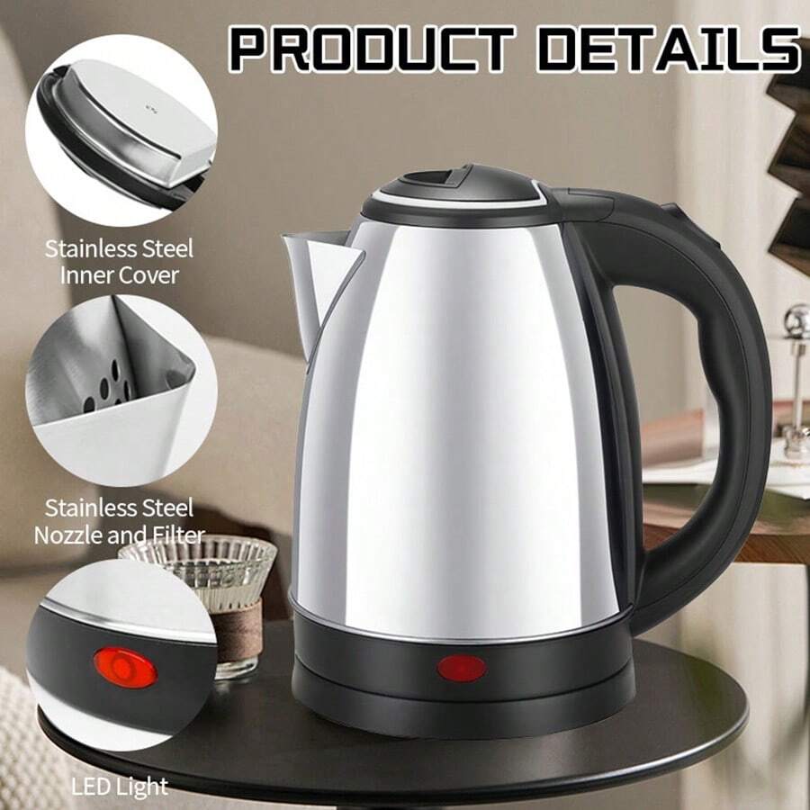 67.6oz Electric Kettle, 2 Styles Optional: Borosilicate Glass Kettle With Blue LED & Stainless Steel Hot Water Kettle, Fast Boil, Auto Shut-Off & Boil-Dry Protection, Suit For Tea Coffee - 查看 1