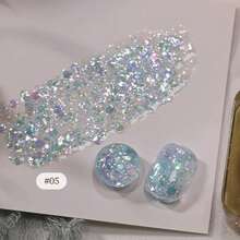 MISS MIANEL 10ml/Bottle Deer Horn-Like Nail Polish, Summer Manicure Pink Nails Glitter Powder, Brightening Shiny Asymmetrical Sequins Gel Nail Polish, 6 Colors Nail Art, Blue, Red, Purple, Cute Nails, UV Gel Nail Care Products - Multicolor - View 13