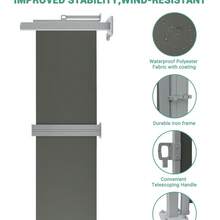 Toldo lateral retráctil de 71x236inch para patio, toldo de protección de pantalla retráctil, divisor de privacidad plegable impermeable y resistente a los rayos UV, para patio, balcón y piscinas, gris - Gris - Ver 4