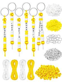 Perlen zum Basteln, Perlen-Schlüsselanhänger-Set, Schmuckherstellungs-Zubehör, Buchstabenperlen Sportgeschenk DIY-Schmuck Rucksack-Accessoires - DIY-Schlüsselanhänger-Bastelset - Übersicht 8