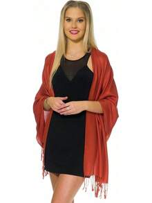 Shawls And Wraps Evening Dresses, Large Soft  Wedding Shawl - Burnt Orange - View 6