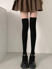 3双透气吸汗甜美刺绣小腿袜，学院风过膝袜（随机发货），舒适 - 彩色 - 查看 10