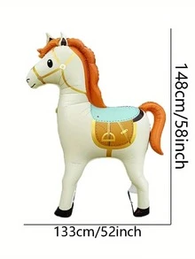 1pc 58-Inch Standing Horse Shaped Balloon, Racing Horse Party Decoration, Birthday Celebration Gift, Indoor Outdoor Decor - Large Noble Horse - View 11