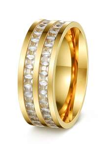 Rose Gold-Plated Eternal Stainless Steel Ring, Couple Rings, Unisex Jewelry Accessories, Suitable For Weddings, Engagements, And Daily Wear Jewelry - Multicolor - View 32