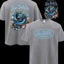 1pc,2026 Summer,Y2K Tee,Men Washed Cotton Streetwear Brand Originals Vons Dutchs Snake And Clover Print Casual Tee For Daily Wear Outdoors |   Front And Back Print |   Vintage Heavyweight T Shirt |   Perfect Gift |   Loose Comfortable Breathable |   Machine Washable Fabric |   Hip Hop Cool Style |   Drippy Clothes - Xám 8 - Xem 2