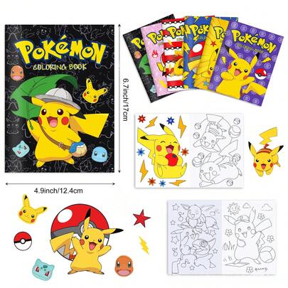 pokemon Cute Cartoon Pattern Children's Coloring Books, Kids DIY Drawing Books, DIY Coloring Books For Holiday Party Cartoon Graffiti Coloring Books
