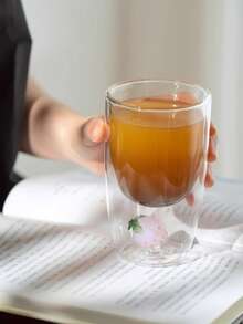 Ins风草莓樱桃双层耐热玻璃杯，大容量，可盛装茶、果汁、牛奶，适合办公室、餐厅、教室、野餐、派对、生日、情人节和新年等场合。 - 粉色 - View 4