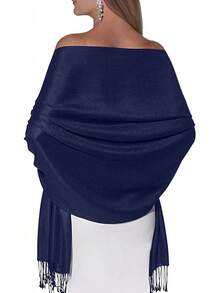 Shawls And Wraps Evening Dresses, Large Soft  Wedding Shawl - 海軍深藍色 - 查看 12