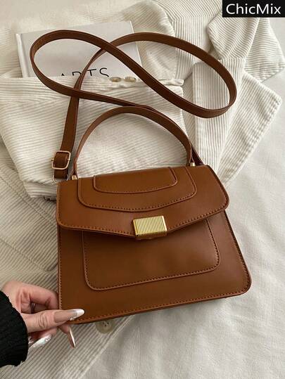 Solid Color Versatile Mini Exquisite Flip Retro Handbag, Elegant And Fashionable Hardware Decoration Square Women's Diagonal Shoulder Bag, Suitable For Shopping, Wallets, Shopping, Young Women, College Students, Newcomers, And White-Collar Workers. They Are Very Suitable For Offices, Universities, Work, Business, Commuting, Outdoor Activities, Travel, And Outings