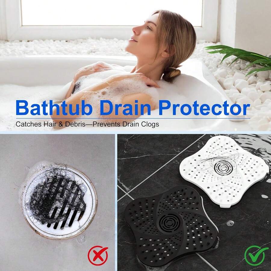 4 cái nút chặn tóc cho cống thoát nước nhà tắm, nút chặn tóc bằng silicon cao cấp có giác hút, dùng cho cống thoát nước thông thường ở nhà tắm, bếp, bồn tắm (Đen/Trắng/Xám/Xanh dương) - Mô hình nâng cấp - Xem 1