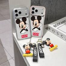 This Disney Mickey Mouse Pattern Lanyard Phone Case Features A Strong Magnetic Closure And Full Coverage Of Acrylic And TPU Material. It's Shockproof, Lightweight, And Suitable For IPhone17/16/11/13/15/15 Plus/15 Pro/15 Pro Max/12/14 Pro Max/11 Pro Max/12 Pro/12 Pro Max/13. It's A Popular Birthday Gift, Business Gift, Durable, Stain-Resistant, And Fingerprint-Resistant New Phone Case For Men And Women. It Also Includes A Mickey Mouse Phone Case And Mickey Mouse Doll Bracelet. Compatible With SamsungGalaxy S20, S21, S22, S23, And S24 Series. It's The Perfect Gift For Friends And Family. This Stylish Phone Case Is Fun, Lightweight, And Durable. IPhone17 Pro Max Phone Case, Minnie Phone Case. - Pink - View 3