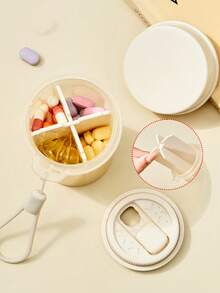 4 Grids Portable Pill Cup Bottle Organizer Supplement Organizer For Holding 4 Various Vitamins Travel Pill Case Box Container - Multicolor - View 11