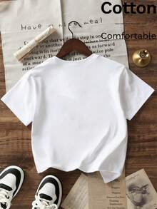 Summer/Autumn Cotton Short-Sleeved T-Shirt For Girls, Featuring A Cute Cartoon Blue And Green Dinosaur Print, In A Sweet And Charming Style - White - View 8
