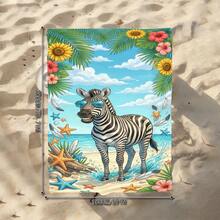 1条梦幻斑马纹沙滩巾，超柔软超细纤维特大号沙滩毯，超强吸水浴巾，适合旅行、游泳池、潜水、冲浪、瑜伽、露营等场合，多种尺寸可选，沙滩、泳池、旅行、露营、瑜伽必备用品 - 斑馬 - 查看 13