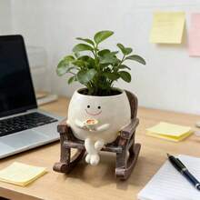 1个摇椅造型多肉植物盆栽，树脂工艺装饰品，咖啡种植盆，桌面摆件，花园装饰品 - A - 查看 4