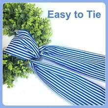 Wreath Sash For Front Door Boxwood Wreath Sash Accessories For Indoor Outdoor Decor, 5.1'' X 59''(Blue And White Stripe) - ColorB - View 6