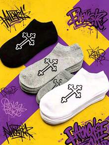 15pairs Minimalist Style Unisex Ankle Socks, For Gym - Multicolor - View 9