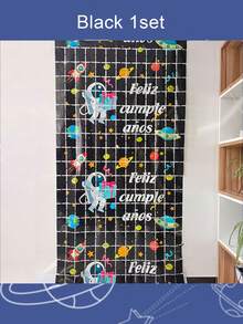 2 Sets Astronaut Foil Fringe Curtain, Reusable 39*78 Inch Astronaut Pattern Metallic Backdrop Decor, Suitable For Astronaut Birthday Party, Holiday Decoration, Photo Booth - One Size - View 10