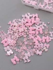 QIANJIKU 12件套混合蝴蝶结美甲装饰套装 - 包含3D树脂蝴蝶结和珍珠爱心水钻贴纸，适合美甲沙龙和个人DIY，千禧年风格 - 彩色 - 查看 7