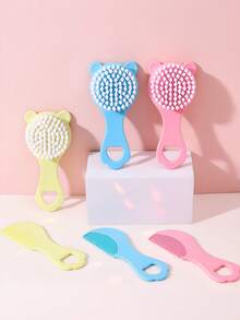 3pcs Baby Grooming Set, Newborn Comb, Soft Silicone Face Brush - Multicolor - View 2