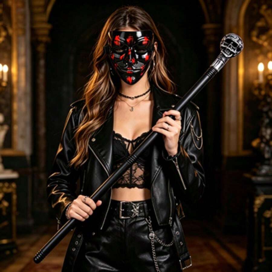 Anonymous Hacker Bloody Mask, Red Blood Stain Mask, Movie Inspired Cosplay Prop For Halloween Carnival, Costume Party, Photo Booth - Black - View 1