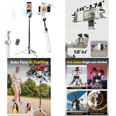 Auto Face Tracking Tripod 360 Rotation W/Remote ControlSingle-Axis Phone Gimbal For IPhone Android W/RGB Light Phone Tripod Follow You For Video Recording  Vlogging M2Pro