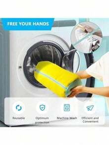 1pc Washing Machine Shoe Bag, Suitable For All Types Of Shoes - Light Blue With White Zipper, Soft Fleece Lining, Effectively Protects Clothing, Especially Suitable For Sneakers And Casual Shoes. This Laundry Bag Is Also An Ideal Choice For Vacation Travel - Multicolor - View 5