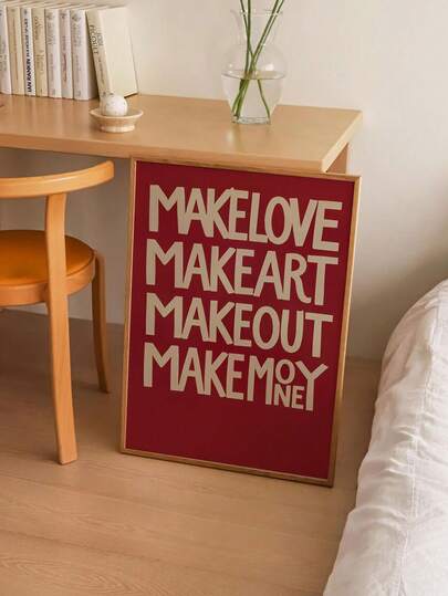 1 Peça Pintura Decorativa "Make Love" Sem Moldura, Impressão de Arte Moderna, Arte de Parede Vintage, Decoração de Casa para Sala de Estar, Quarto, Banheiro, Presente de Feriado