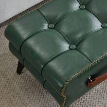 Portable Footstool In Green Leather With Metal Legs. Multifunctional Footstool. Multi-Purpose Shoe-Changing Stool For Living Room And Bedroom. Simple Design, Suitable For Various Interior Styles. - 綠色 - 查看 10
