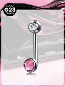 Khuyên rốn G23 bằng titan, hình trái tim màu hồng đính đá Cubic Zirconia, kích thước 10mm, ren trong 14G, trang sức xỏ rốn dành cho nữ. - Bạc - Xem 7