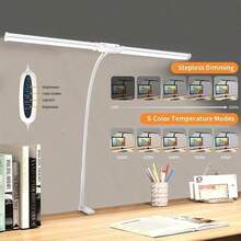 LED Desk Lamp, Touch Switch, Eye-Caring Architect Lamp With Clip, Dual-Head Computer Monitor Clamp Light, Adjustable Flexible Arm - 3 Colors - View 5