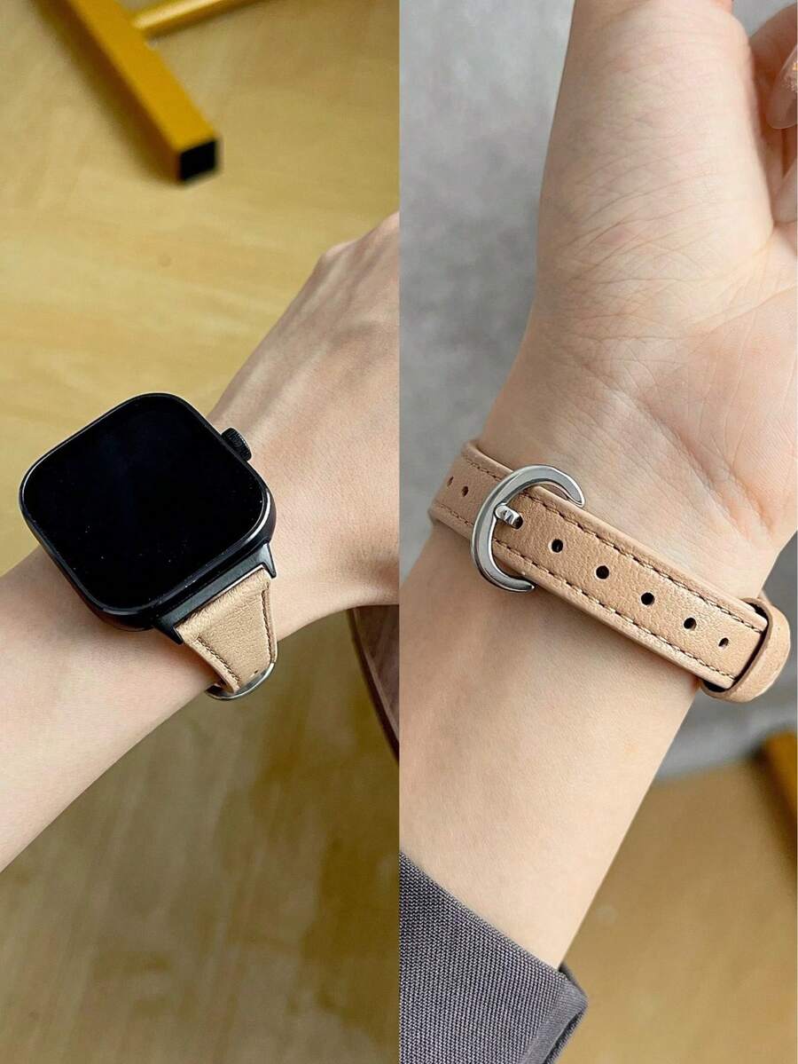 1件女款時尚皮革智慧手錶錶帶,適用於 Redmi Watch 5 Lite/Active、Watch 6、Watch 5,手錶錶帶,適用於 Watch 4,腕帶配件,適用於 Mi Band 8pro/9pro - 杏色 - 查看 1