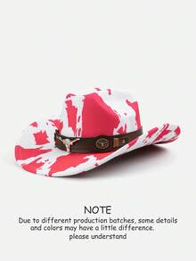 Polyester Cow Print Cowboy Hat - Leather Rivet & Cow Skull Decor, For Riding, Outdoor Travel, Cowboy Party & Daily Wear,Beach,Holiday - B - View 14