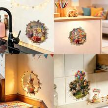 1/4 piezas Pegatina de pared con efecto rasgado para fiesta de cumpleaños con ratón, autoadhesiva y removible, impermeable de PVC, adecuada para habitaciones de niños, dormitorios, cocinas y decoraciones de renovación del hogar DIY. - Pegatinas de pared - Ver 1
