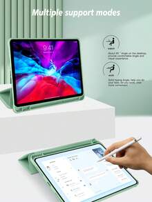 1个抹茶绿纯色笔槽保护套，适用于iPad Mini 4/Mini 5/Mini 6/Mini 7/Air/Air 2/9.7/10.2/10.5/Air 4/Air 5/Pro 11英寸/第十代/Air 11英寸 (M2)-2024/Air 13英寸 (M2)-2024/Pro 11英寸 (M4)-2024/Pro 13英寸 (M4)-2024/Air 13 (M3 2025)/Air 11英寸 (M3) 2025/(A16) 11英寸第十一代 2025 - 抹茶綠 - 查看 6