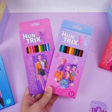 Bộ 12 bút chì 2B dành cho học sinh, hộp đựng văn phòng phẩm họa tiết hoạt hình ngẫu nhiên. - Nhiều màu - Xem 2
