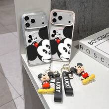 This Disney Mickey Mouse Pattern Lanyard Phone Case Features A Strong Magnetic Closure And Full Coverage Of Acrylic And TPU Material. It's Shockproof, Lightweight, And Suitable For IPhone17/16/11/13/15/15 Plus/15 Pro/15 Pro Max/12/14 Pro Max/11 Pro Max/12 Pro/12 Pro Max/13. It's A Popular Birthday Gift, Business Gift, Durable, Stain-Resistant, And Fingerprint-Resistant New Phone Case For Men And Women. It Also Includes A Mickey Mouse Phone Case And Mickey Mouse Doll Bracelet. Compatible With SamsungGalaxy S20, S21, S22, S23, And S24 Series. It's The Perfect Gift For Friends And Family. This Stylish Phone Case Is Fun, Lightweight, And Durable. IPhone17 Pro Max Phone Case, Minnie Phone Case. - 黑色 - 查看 3