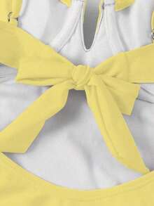 Traje de baño body elegante y sexy de cuello en V rojo, de llegada nueva primavera/verano de Polovedo, para playa, fiesta, cita, vacaciones - Amarillo - Ver 7