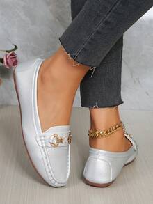 New Women's Flat Loafers, Minimalist Fashion, Suitable For All Occasions, Plus Size Stylish - Silver - View 4