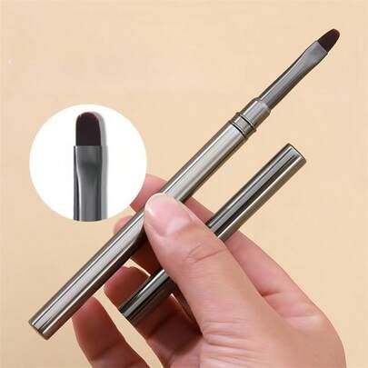 1pc Gothic Gun Black Plated Nail Gel Brush Acrylic UV Gel Extension Oval Nail Brush